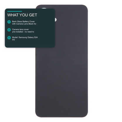 Back Glass Battery Cover with Camera Lens Black for Samsung Galaxy S24 SM-S921B - Aftermarket Back Cover FoneFunShop