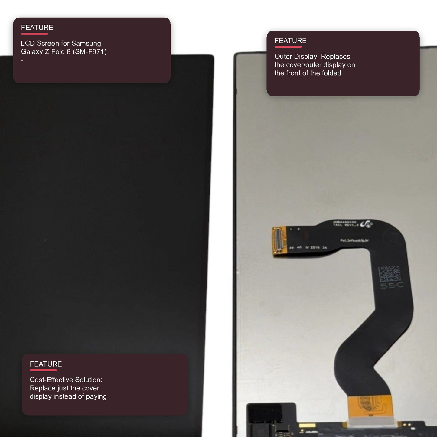 LCD Screen for Samsung Galaxy Z Fold 8 (SM-F971) - Outer Screen Black Screen FoneFunShop