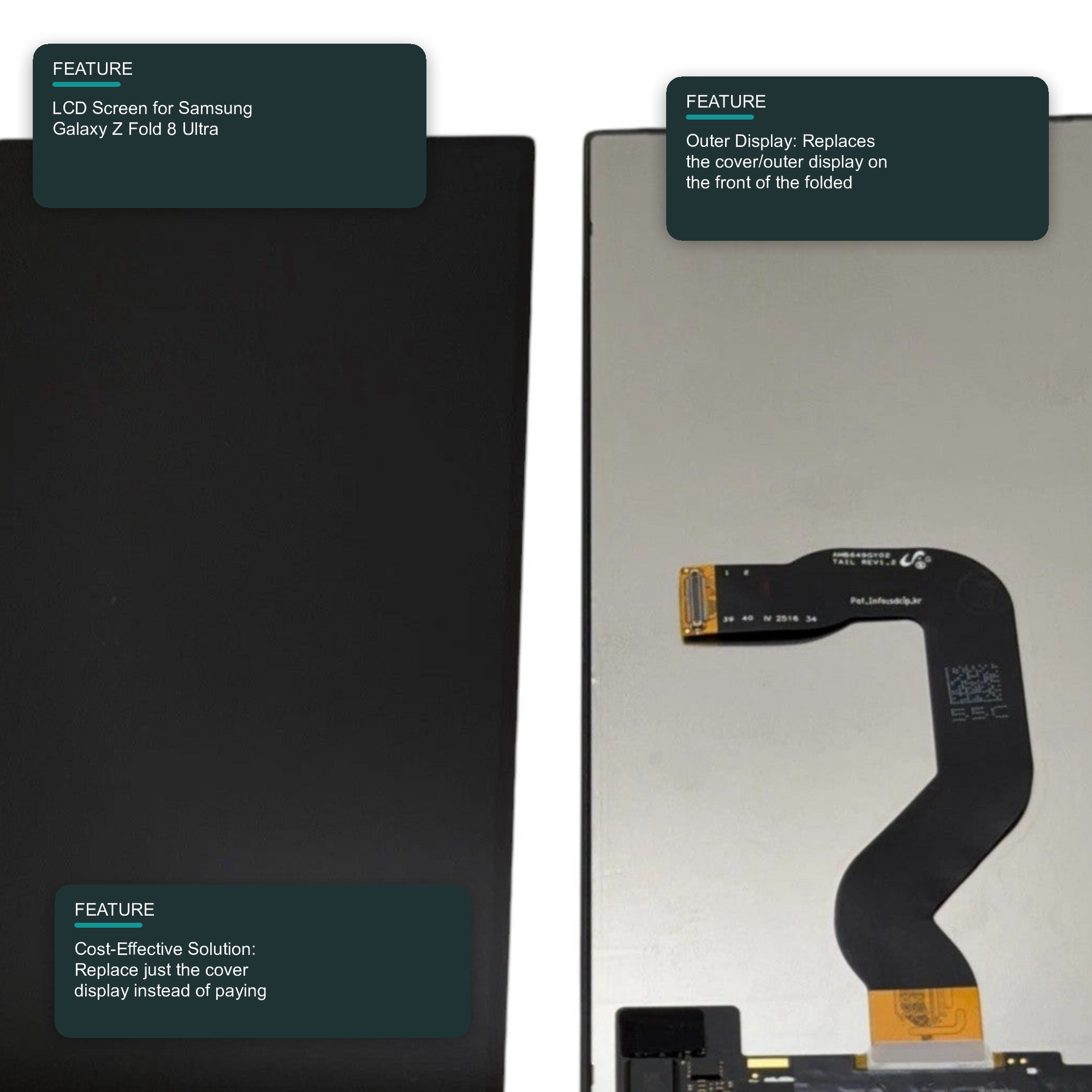 LCD Screen for Samsung Galaxy Z Fold 8 Ultra (SM-F976) - Outer Screen Black Screen FoneFunShop