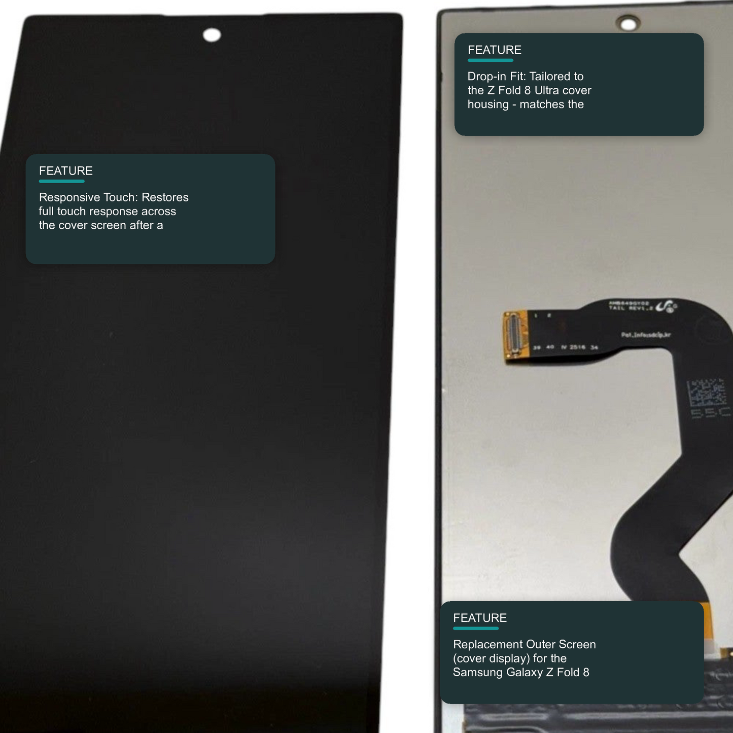 LCD Screen for Samsung Galaxy Z Fold 8 Ultra (SM-F976) - Outer Screen Black Screen FoneFunShop