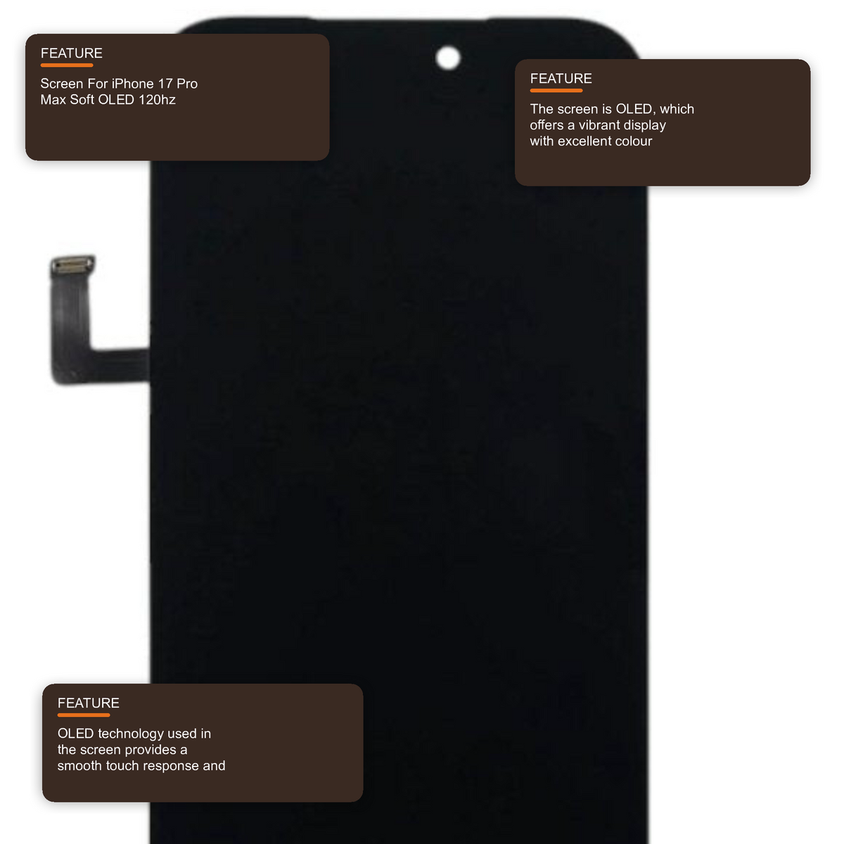 Screen For iPhone 17 Pro Max Soft OLED 120hz OLED Screen FoneFunShop