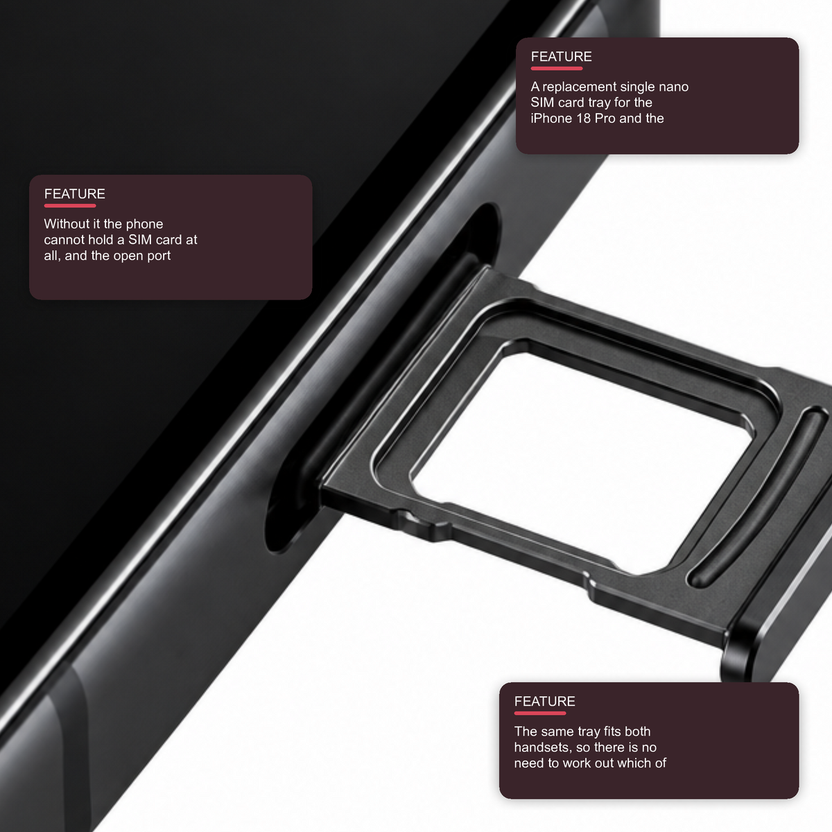 Sim Tray For iPhone 18 Pro and 18 Pro Max Single Card Holder Black Sim Tray FoneFunShop