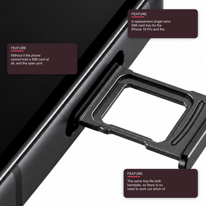 Sim Tray For iPhone 18 Pro and 18 Pro Max Single Card Holder Black Sim Tray FoneFunShop