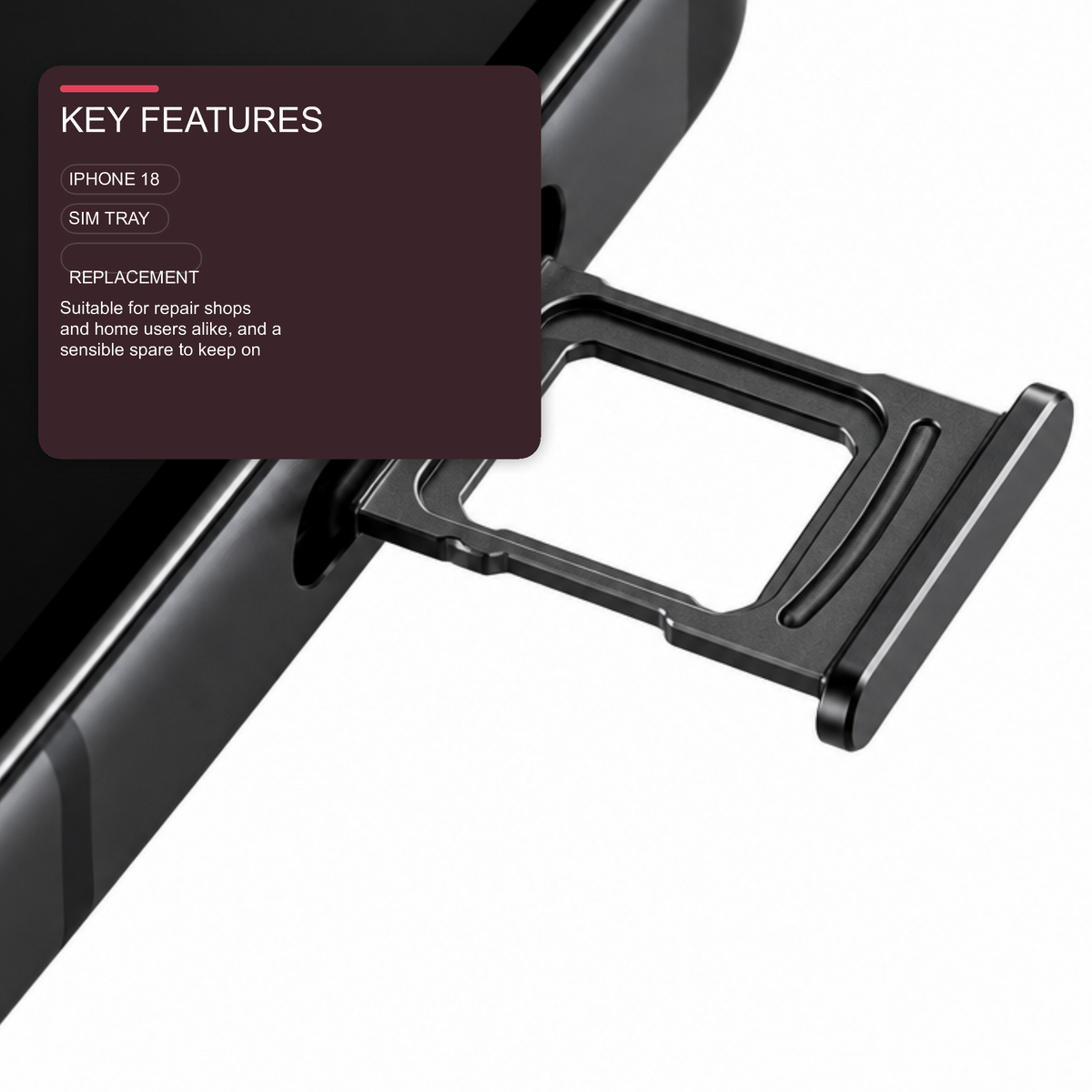 Sim Tray For iPhone 18 Pro and 18 Pro Max Single Card Holder Black Sim Tray FoneFunShop