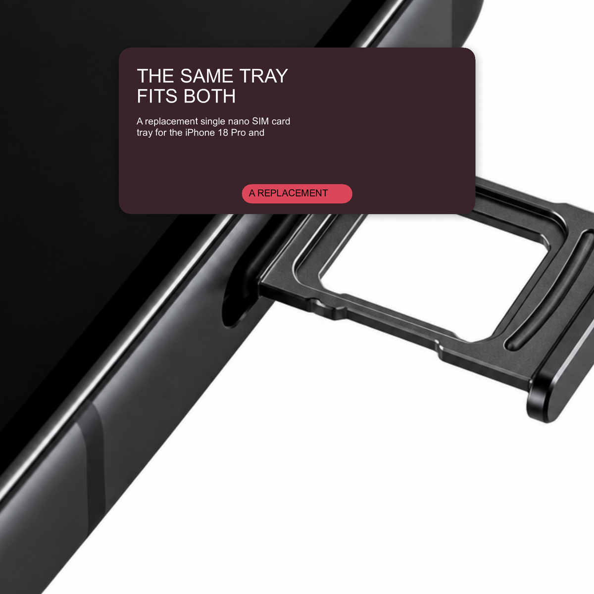 Sim Tray For iPhone 18 Pro and 18 Pro Max Single Card Holder Black Sim Tray FoneFunShop