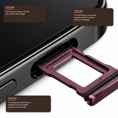 Sim Tray For iPhone 18 Pro and 18 Pro Max Single Card Holder Burgundy Red Sim Tray FoneFunShop