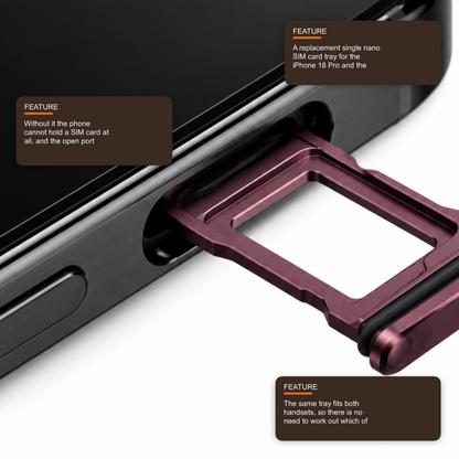 Sim Tray For iPhone 18 Pro and 18 Pro Max Single Card Holder Burgundy Red Sim Tray FoneFunShop