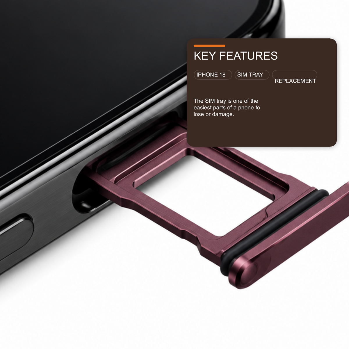 Sim Tray For iPhone 18 Pro and 18 Pro Max Single Card Holder Burgundy Red Sim Tray FoneFunShop