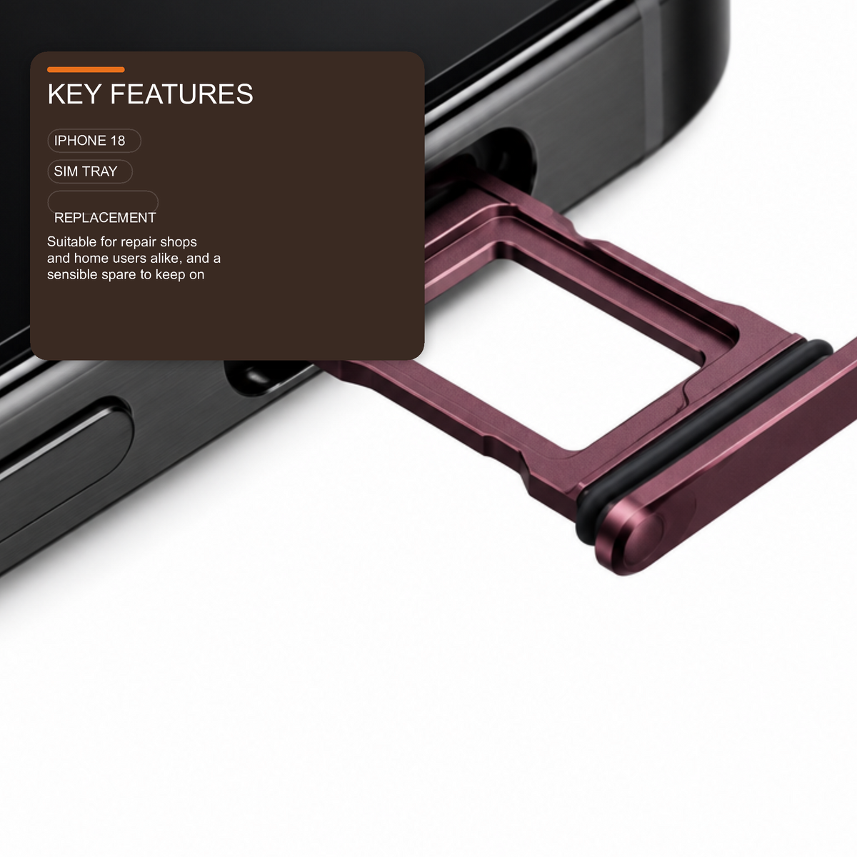 Sim Tray For iPhone 18 Pro and 18 Pro Max Single Card Holder Burgundy Red Sim Tray FoneFunShop