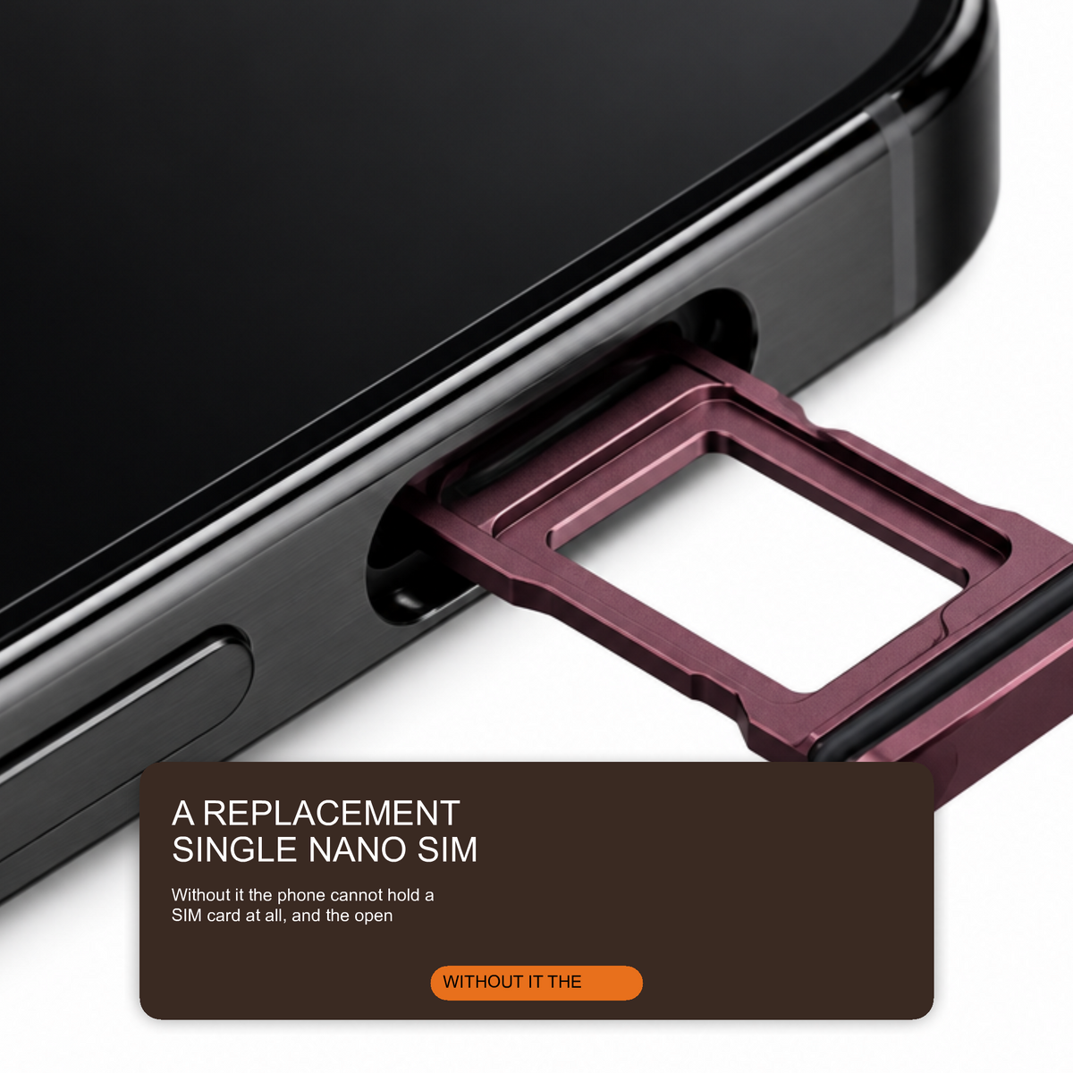 Sim Tray For iPhone 18 Pro and 18 Pro Max Single Card Holder Burgundy Red Sim Tray FoneFunShop