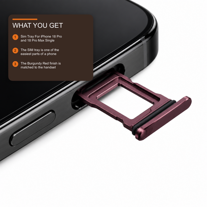 Sim Tray For iPhone 18 Pro and 18 Pro Max Single Card Holder Burgundy Red Sim Tray FoneFunShop