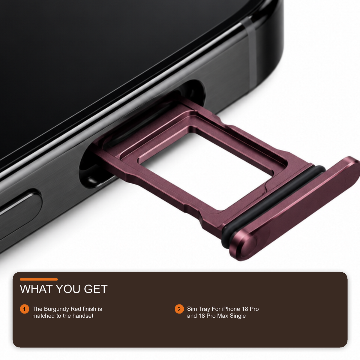 Sim Tray For iPhone 18 Pro and 18 Pro Max Single Card Holder Burgundy Red Sim Tray FoneFunShop