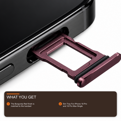 Sim Tray For iPhone 18 Pro and 18 Pro Max Single Card Holder Burgundy Red Sim Tray FoneFunShop