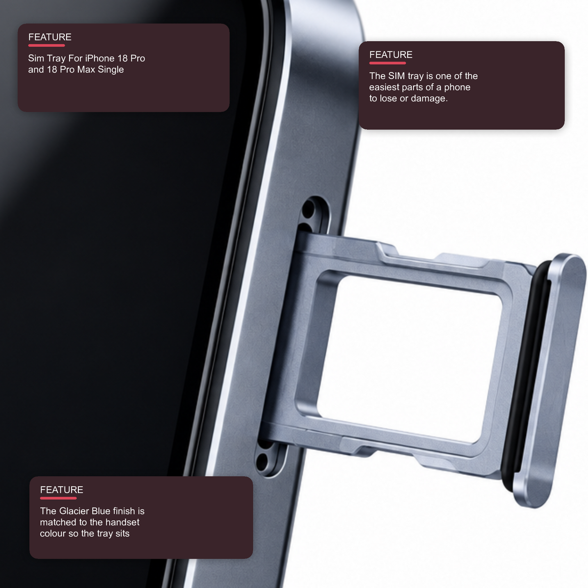 Sim Tray For iPhone 18 Pro and 18 Pro Max Single Card Holder Glacier Blue Sim Tray FoneFunShop