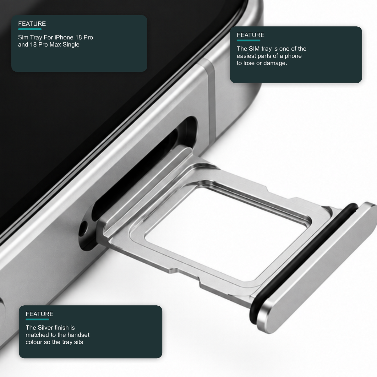 Sim Tray For iPhone 18 Pro and 18 Pro Max Single Card Holder Silver Sim Tray FoneFunShop