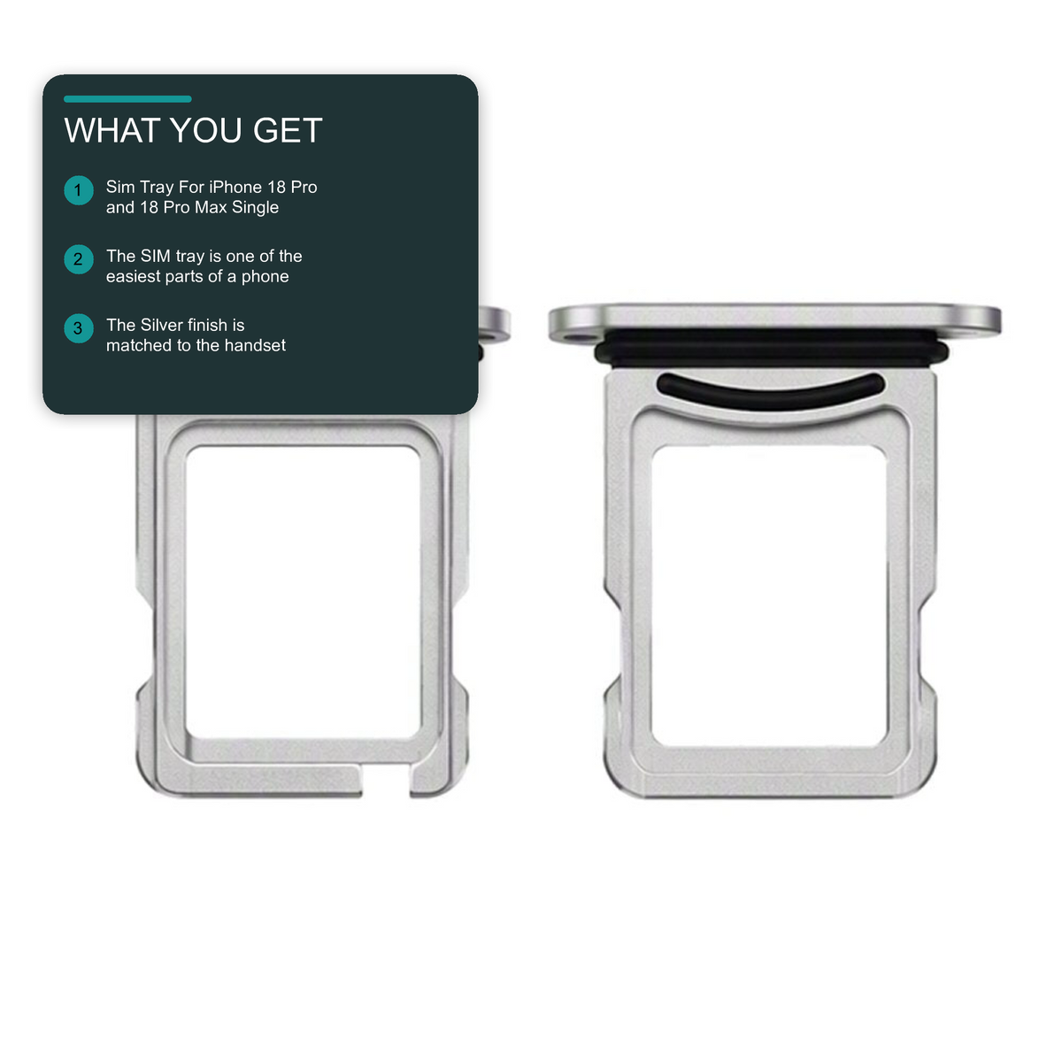 Sim Tray For iPhone 18 Pro and 18 Pro Max Single Card Holder Silver Sim Tray FoneFunShop