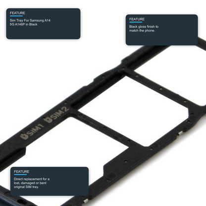 Sim Tray For Samsung A14 5G A146P in Black Sim Tray FoneFunShop
