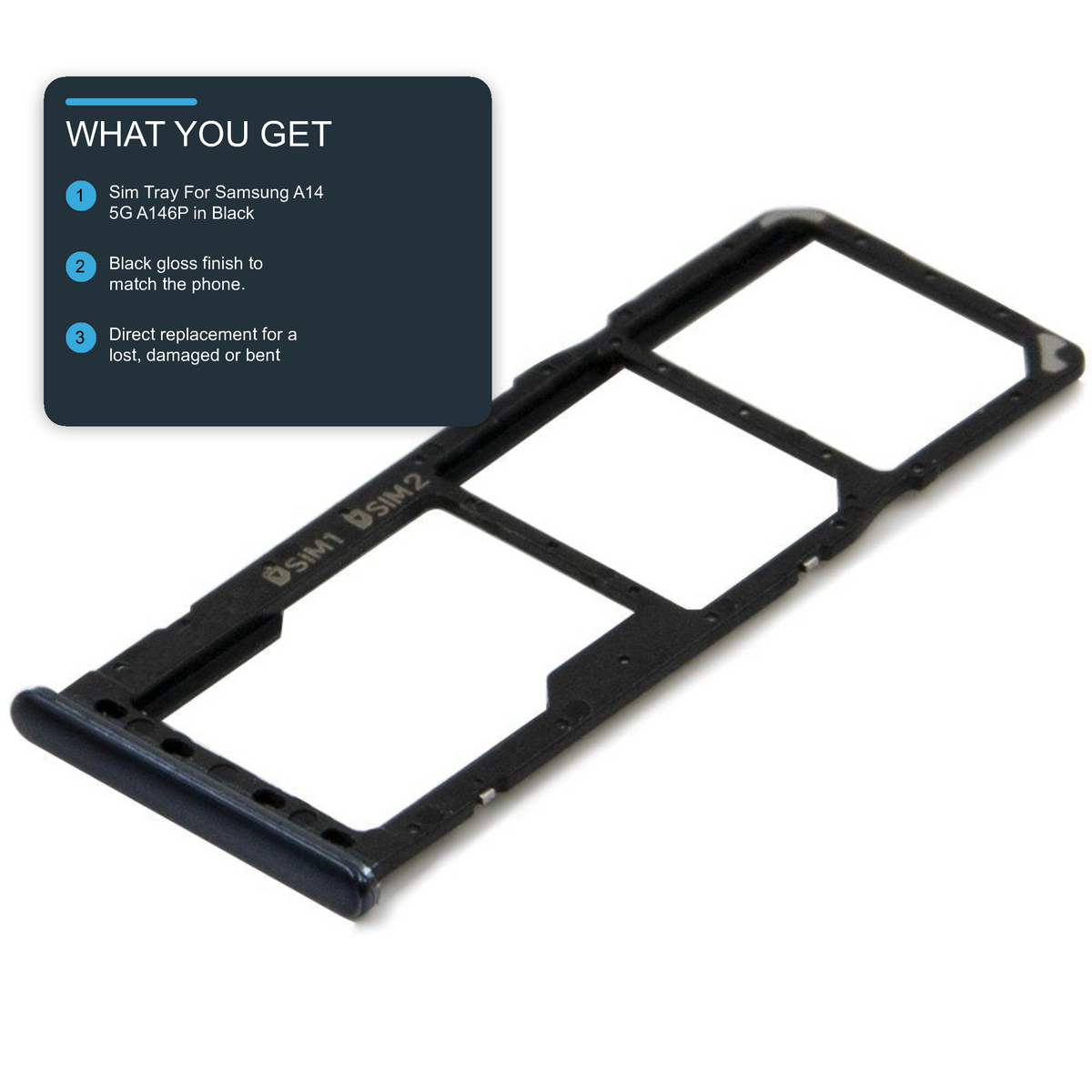 Sim Tray For Samsung A14 5G A146P in Black Sim Tray FoneFunShop