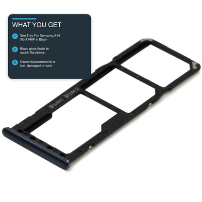 Sim Tray For Samsung A14 5G A146P in Black Sim Tray FoneFunShop
