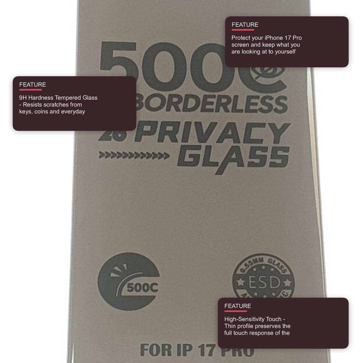 Super Glass Privacy Screen Protector For iPhone 17 Pro Screen Protector FoneFunShop