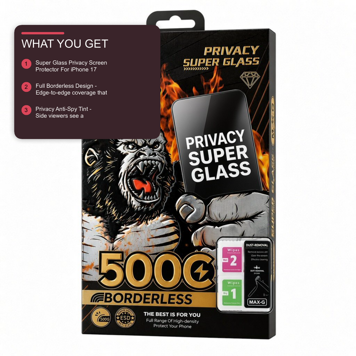 Super Glass Privacy Screen Protector For iPhone 17 Pro Screen Protector FoneFunShop