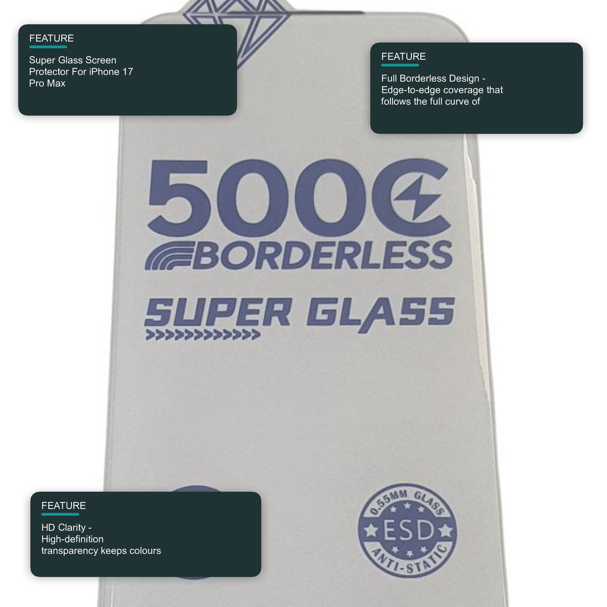 Super Glass Screen Protector For iPhone 17 Pro Max Screen Protector FoneFunShop