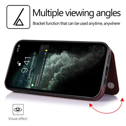 Case For iPhone 14pm 15pm in Red Flip Leather Multi Card Holder Case Cover FoneFunShop   