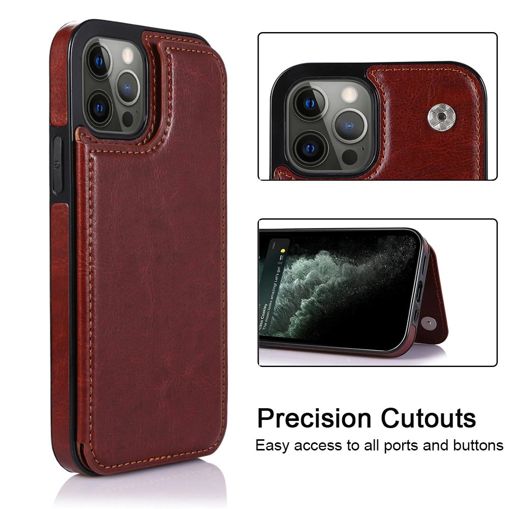 Case For iPhone 14pm 15pm in Red Flip Leather Multi Card Holder Case Cover FoneFunShop   
