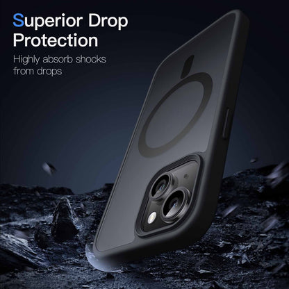 Case For iPhone 15 Magnetic Translucent Shockproof TPU Phone Cover Skin Magsafe Compatible Matte Black Case Cover FoneFunShop