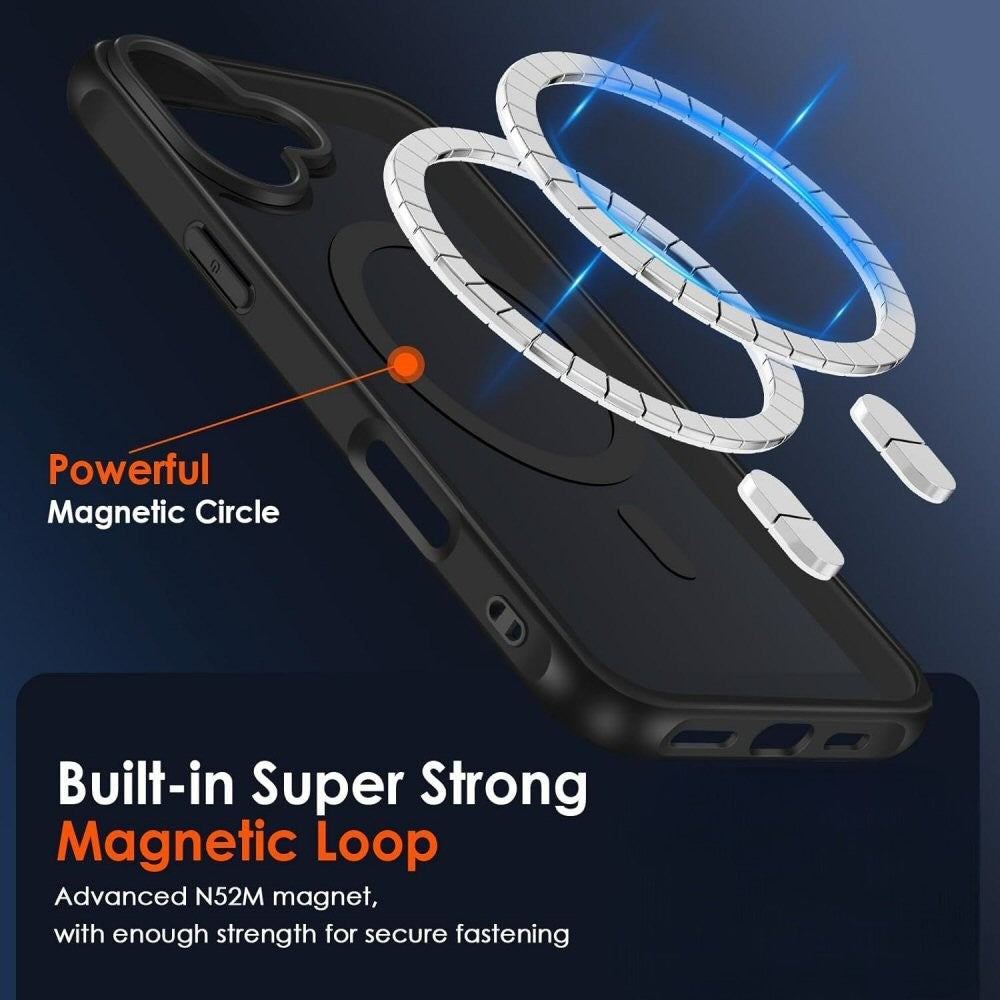 Case For iPhone 16 Magnetic Translucent Shockproof TPU Phone Cover Skin Magsafe Compatible Matte Black Case Cover FoneFunShop