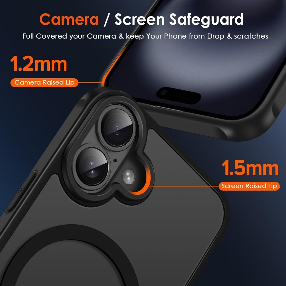 Case For iPhone 16 Magnetic Translucent Shockproof TPU Phone Cover Skin Magsafe Compatible Matte Black Case Cover FoneFunShop