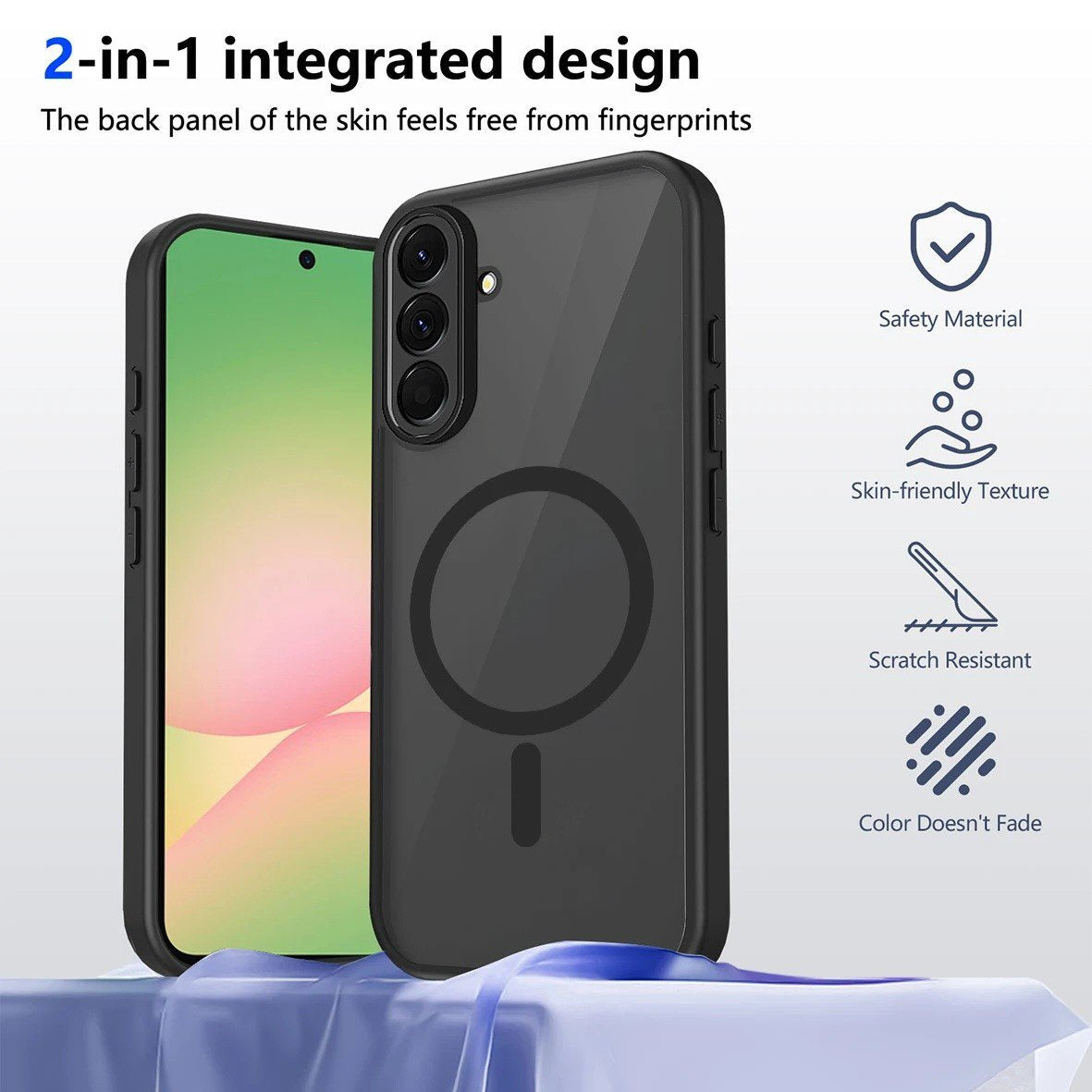 Case For Samsung A26 A17 Magnetic Silicone Phone Cover Skin Magsafe Compatible Matte Black Case Cover FoneFunShop