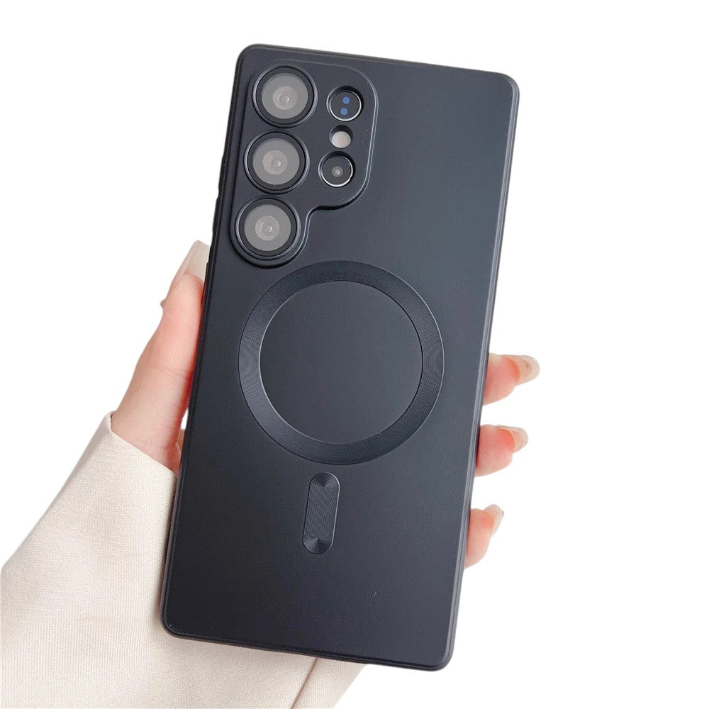 Case For Samsung S25 Ultra Magnetic Silicone Phone Cover Skin Magsafe Compatible Matte Black Case Cover FoneFunShop