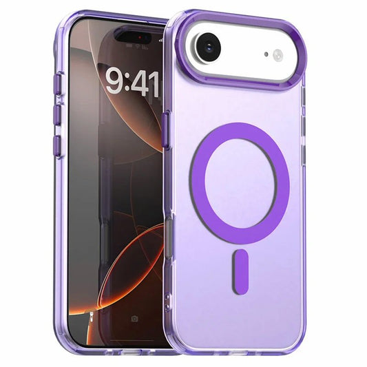 Case For iPhone 17 Air Magnetic Translucent Shockproof TPU Phone Cover Skin Magsafe Compatible Matte Purple Case Cover FoneFunShop