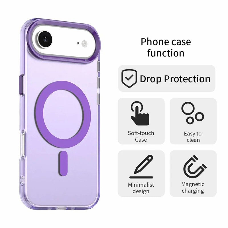 Case For iPhone 17 Air Magnetic Translucent Shockproof TPU Phone Cover Skin Magsafe Compatible Matte Purple Case Cover FoneFunShop