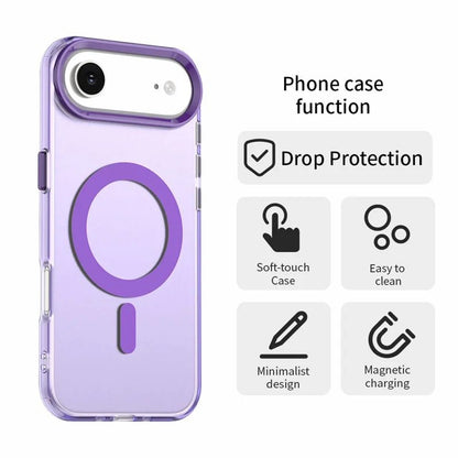 Case For iPhone 17 Air Magnetic Translucent Shockproof TPU Phone Cover Skin Magsafe Compatible Matte Purple Case Cover FoneFunShop