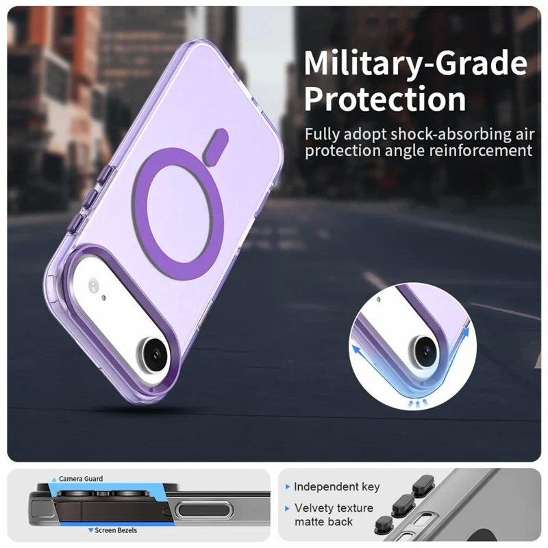 Case For iPhone 17 Air Magnetic Translucent Shockproof TPU Phone Cover Skin Magsafe Compatible Matte Purple Case Cover FoneFunShop