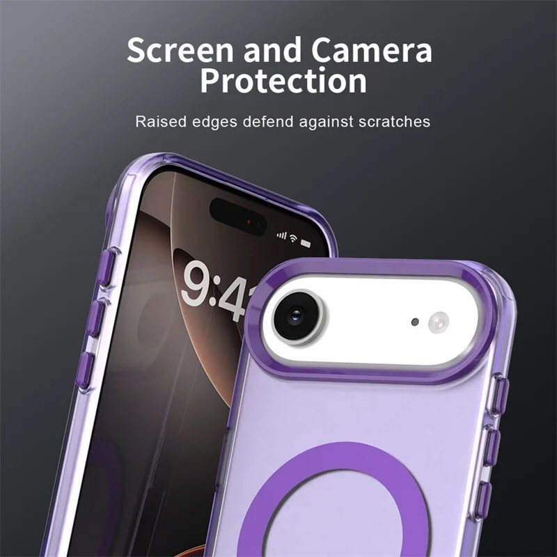 Case For iPhone 17 Air Magnetic Translucent Shockproof TPU Phone Cover Skin Magsafe Compatible Matte Purple Case Cover FoneFunShop