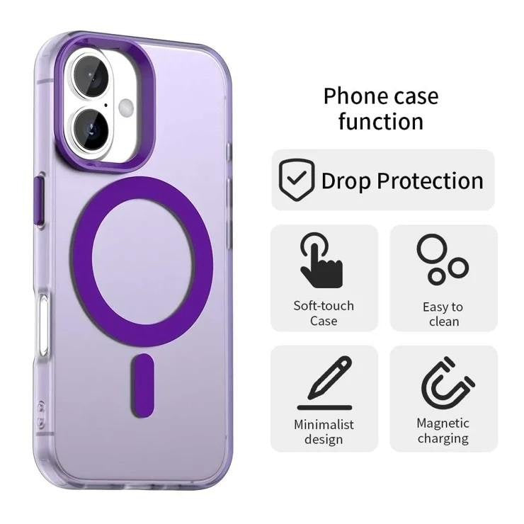 Case For iPhone 17 Magnetic Translucent Shockproof TPU Phone Cover Skin Magsafe Compatible Matte Purple Case Cover FoneFunShop