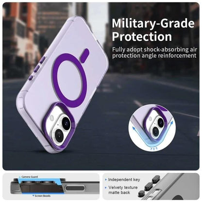 Case For iPhone 17 Magnetic Translucent Shockproof TPU Phone Cover Skin Magsafe Compatible Matte Purple Case Cover FoneFunShop