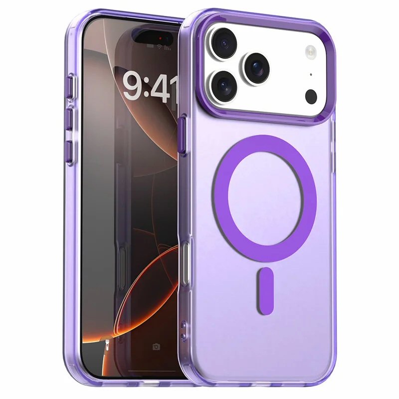 Case For iPhone 17 Pro Magnetic Translucent Shockproof TPU Phone Cover Skin Magsafe Compatible Matte Purple Case Cover FoneFunShop