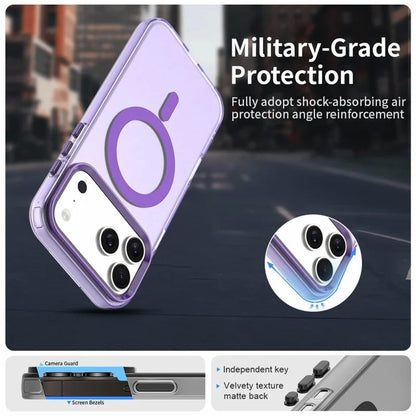 Case For iPhone 17 Pro Magnetic Translucent Shockproof TPU Phone Cover Skin Magsafe Compatible Matte Purple Case Cover FoneFunShop