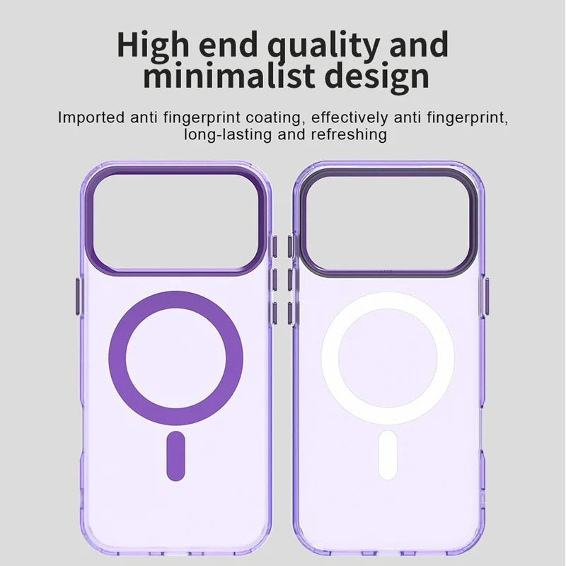 Case For iPhone 17 Pro Magnetic Translucent Shockproof TPU Phone Cover Skin Magsafe Compatible Matte Purple Case Cover FoneFunShop
