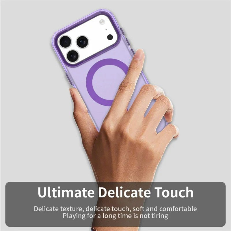 Case For iPhone 17 Pro Magnetic Translucent Shockproof TPU Phone Cover Skin Magsafe Compatible Matte Purple Case Cover FoneFunShop