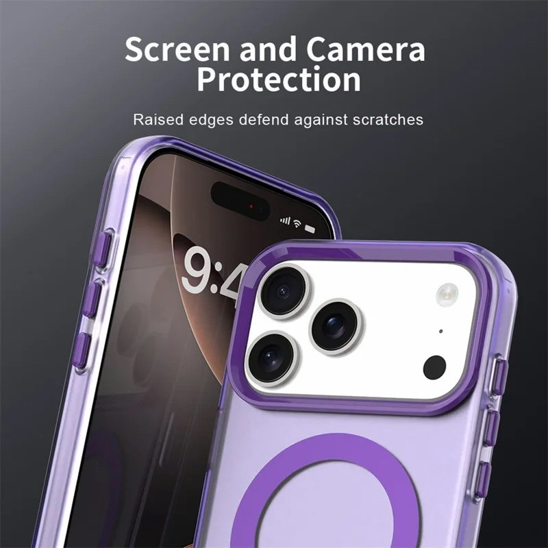 Case For iPhone 17 Pro Magnetic Translucent Shockproof TPU Phone Cover Skin Magsafe Compatible Matte Purple Case Cover FoneFunShop