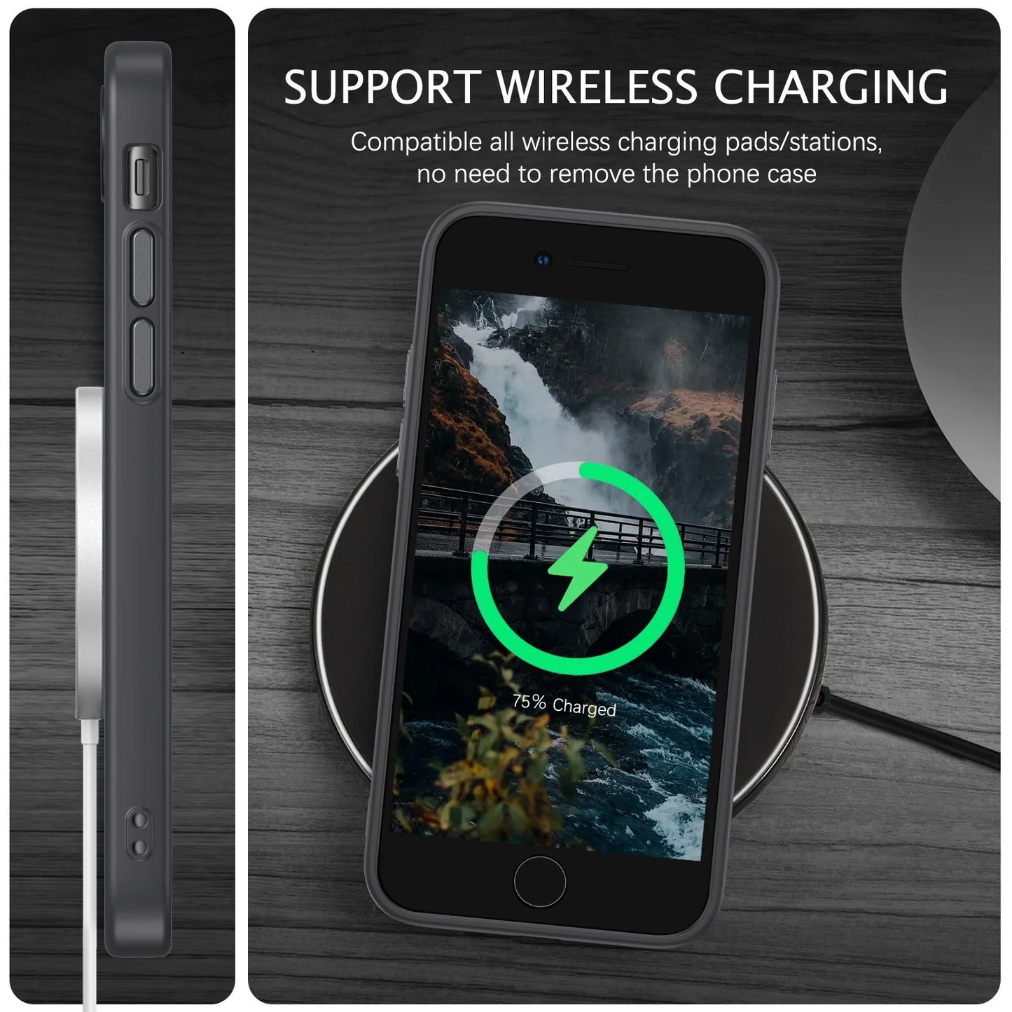 Case For iPhone 8 / SE2 / SE3 Translucent Shockproof TPU Phone Cover Skin Magsafe Compatible Matte Black Case Cover FoneFunShop