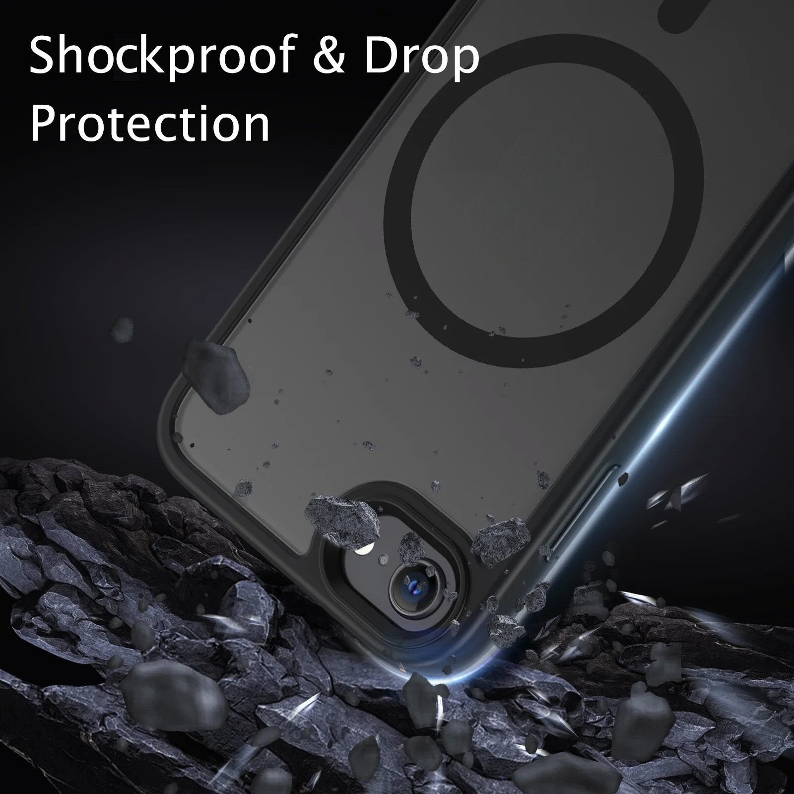 Case For iPhone 8 / SE2 / SE3 Translucent Shockproof TPU Phone Cover Skin Magsafe Compatible Matte Black Case Cover FoneFunShop