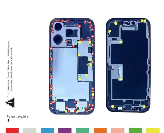 Magnetic Screw Mat For iPhone 16 Pro Repair Disassembly Guide Magnetic Repair Mat FoneFunShop
