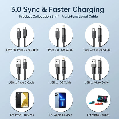 Bundle - Multi Universal Charging Cable Stick for Travel in Black (Pack of 2) Cable FoneFunShop