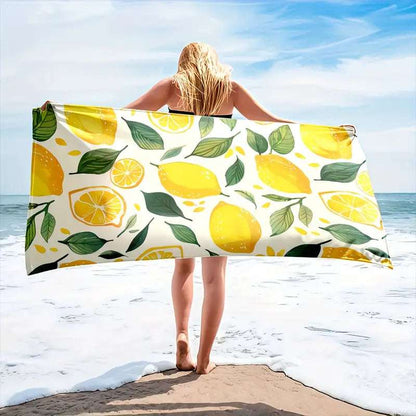 Lemons Beach Towel Large 150cm X 75cm for Beach Holiday Gym Picnic Big Bath Towel Blanket Quick-Dry Microfiber Absorbent Towel FoneFunShop